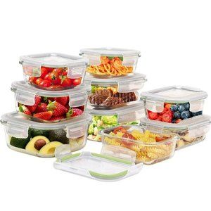 ROSOS Glass Food Storage Containers with Lids 18 Pieces, LEAK PROOF SEAL
